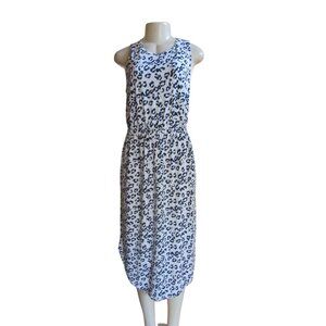 NWT Banana Republic Midi Blue & White Leopard Dress Cross Back SZ S
